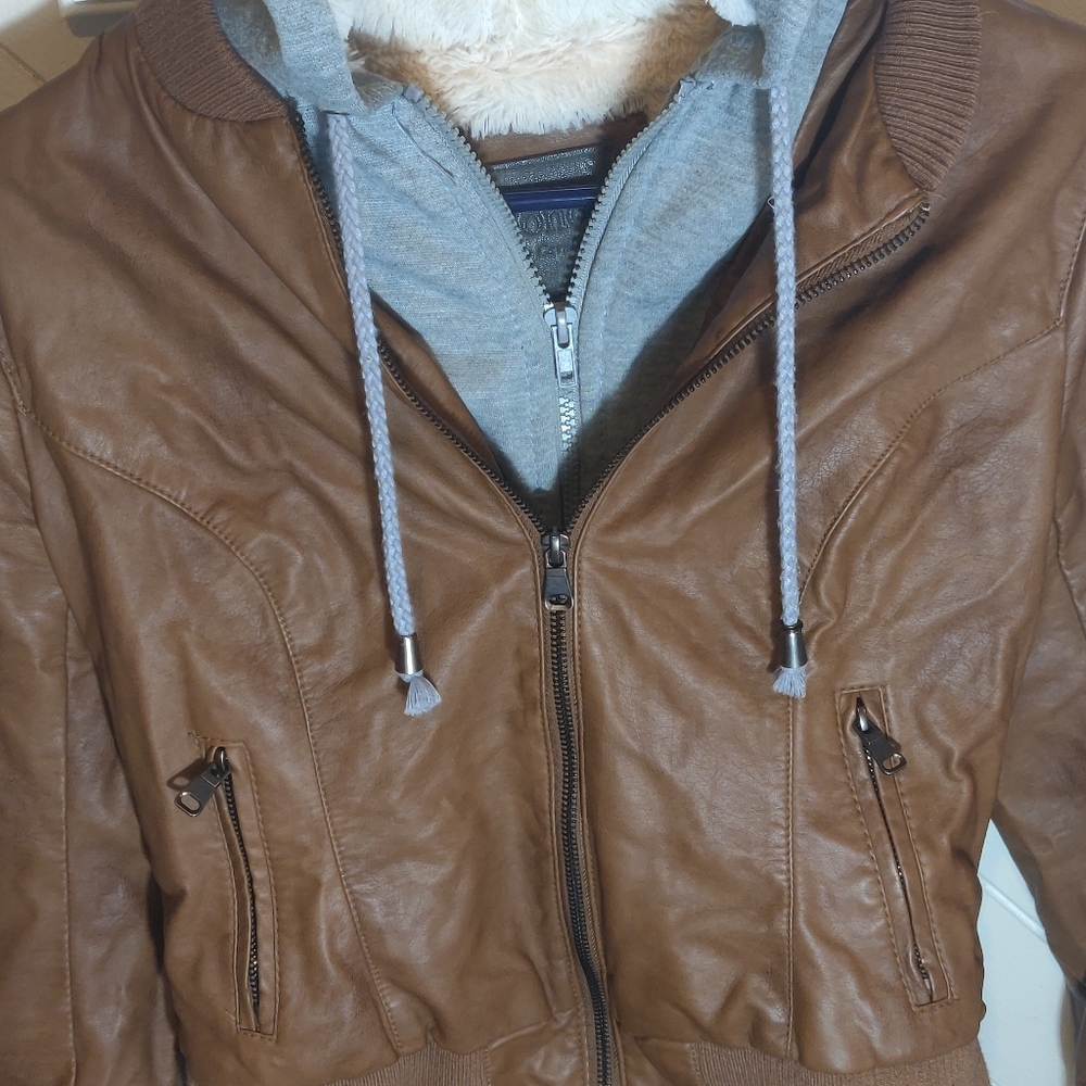 Sweatshirt Faux-leather Jacket - Picture 4 of 4